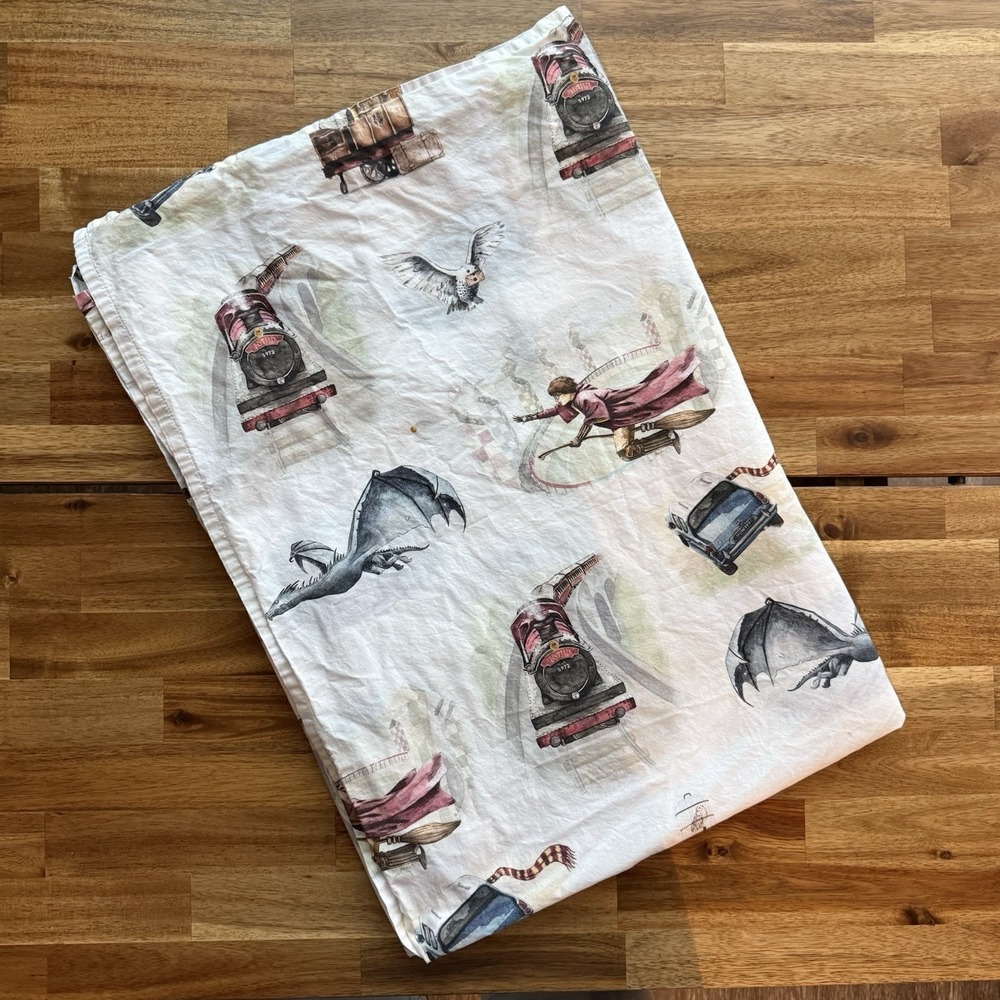 1 Pottery Barn Harry Potter Storybook TOP FLAT SHEET ONLY Organic cotton Twin Sz